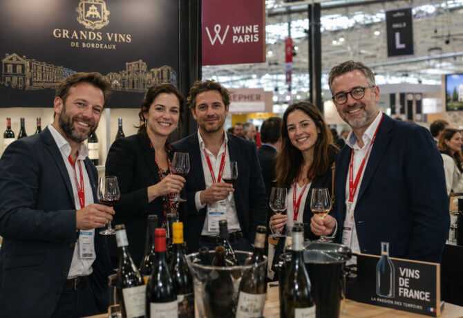 people at a wine trade exhibition